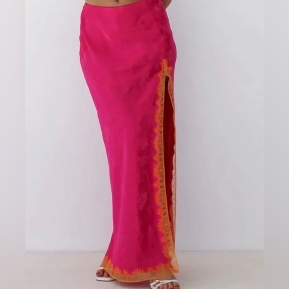 NWT Rumored Meadow Maxi Skirt in Fuchsia